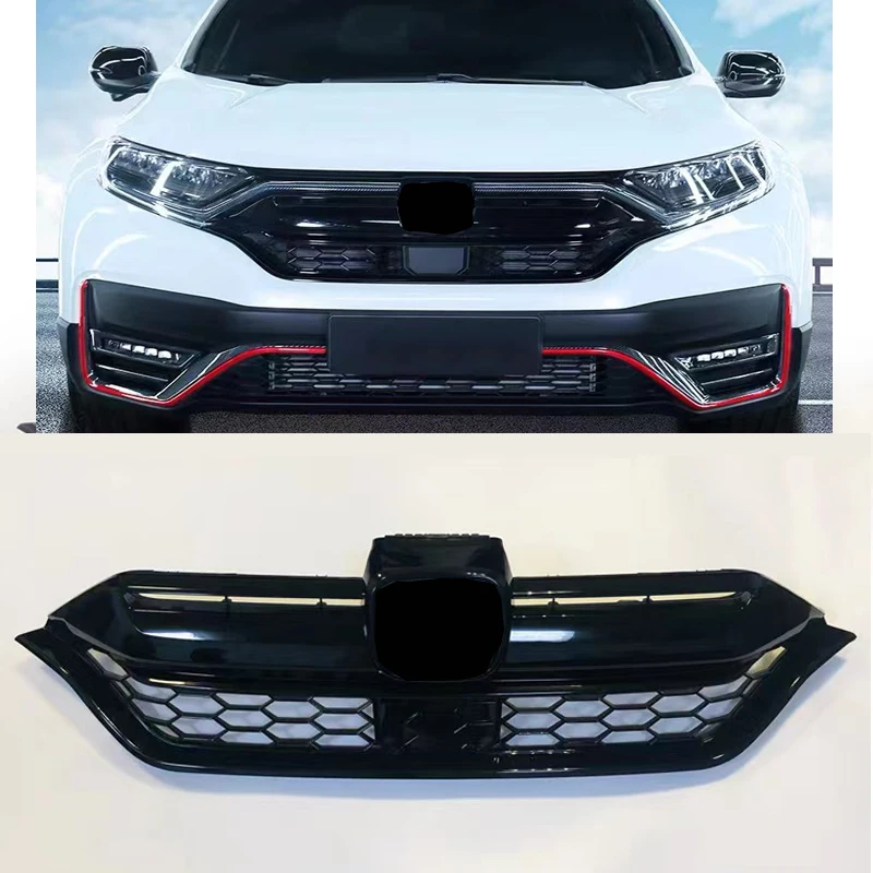 For Honda CRV 2020 2021 2022 Bumper Hood Upper Lower Mesh Grill Car Accessories Car Styling Black Front Racing Grille