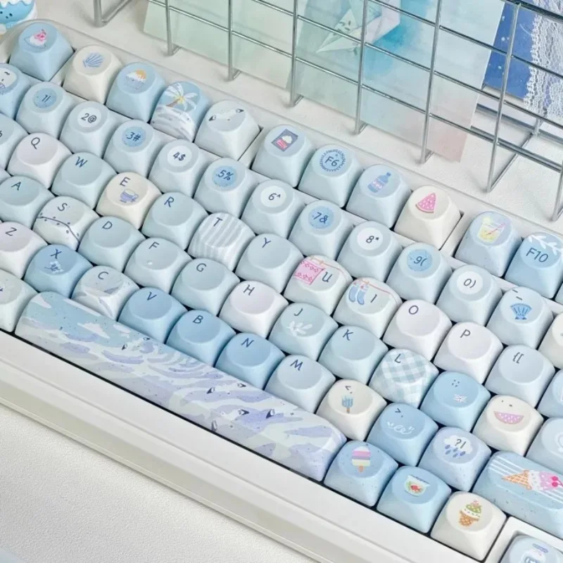 Capuchons de clavier personnalisés faits à la main, thème d'été, sublimation PBT, aucun profil SOA, cadeaux de clavier mécanique, 147 touches, originaux