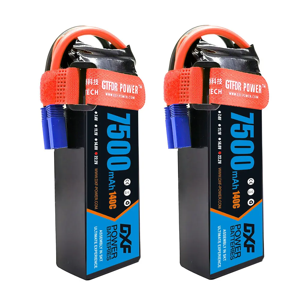 

2 шт. DXF 6S Lipo аккумулятор 22,2 В 7500 мАч 140C с XT60 EC5 TRX T/DEANS XT90/XT90s XT150 SoftCase для 1/8 багги RC автомобиля самолета