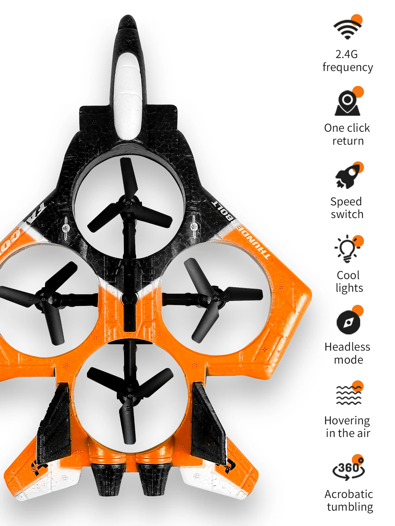 Aeronave de controle remoto -360 °   Anti queda dublê giratório e giratório LED quadcopter, modelo leve de brinquedo de caça