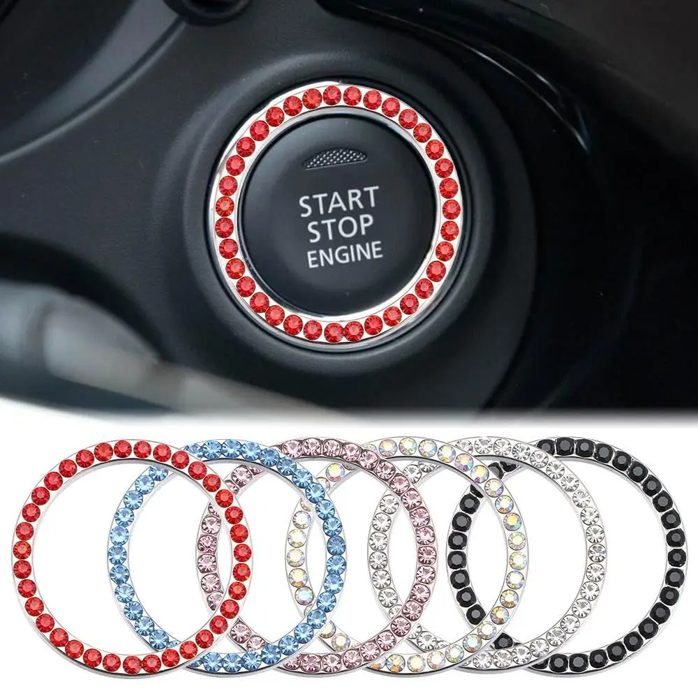 Rhinestones Car Ignition Diamond Sticker Zinc Alloy Car Ignition Key Ring New Switch Bling Decoration for Auto Motorcycle