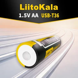 12pcs LiitoKala USB-T36 AA 1.5V 3600mWh rechargeable battery aa supports direct charging of C-line Pilas rechargeable battery