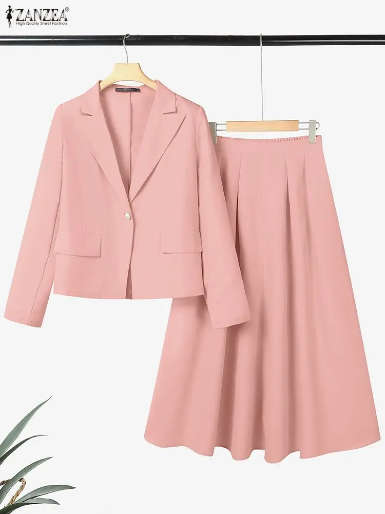 ZANZEA Spring Outfits Women 2026 Elegant Long Sleeve Blazer Dress Suit Office 2 Piece Sets Fashion Work OL Tracksuit Oversize