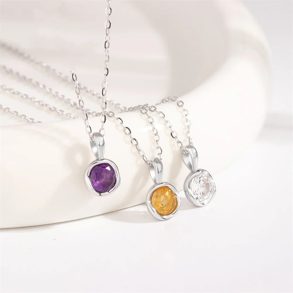

Korean S925 Necklace - Natural Amethyst Citrine, Luxury Niche Minimalist Women's Jewelry