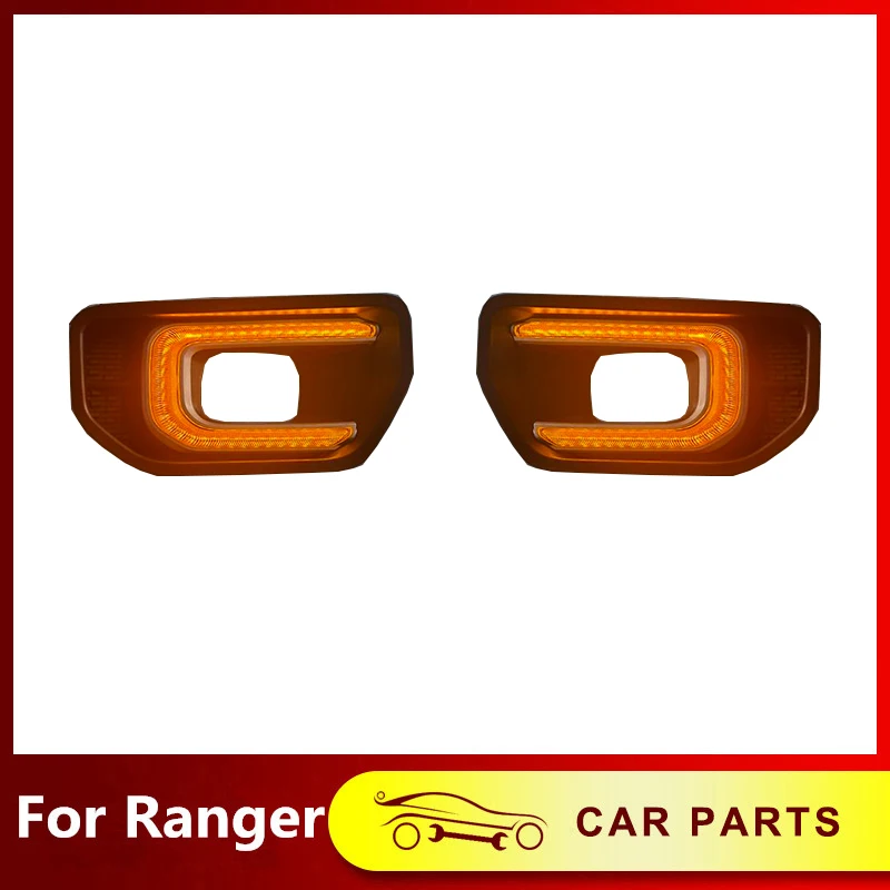 

1Pair Car LED Daytime Running Light For 2022 2023 Ford Ranger T9 DRL Double Light Daytime Light With Turning Yellow Signal