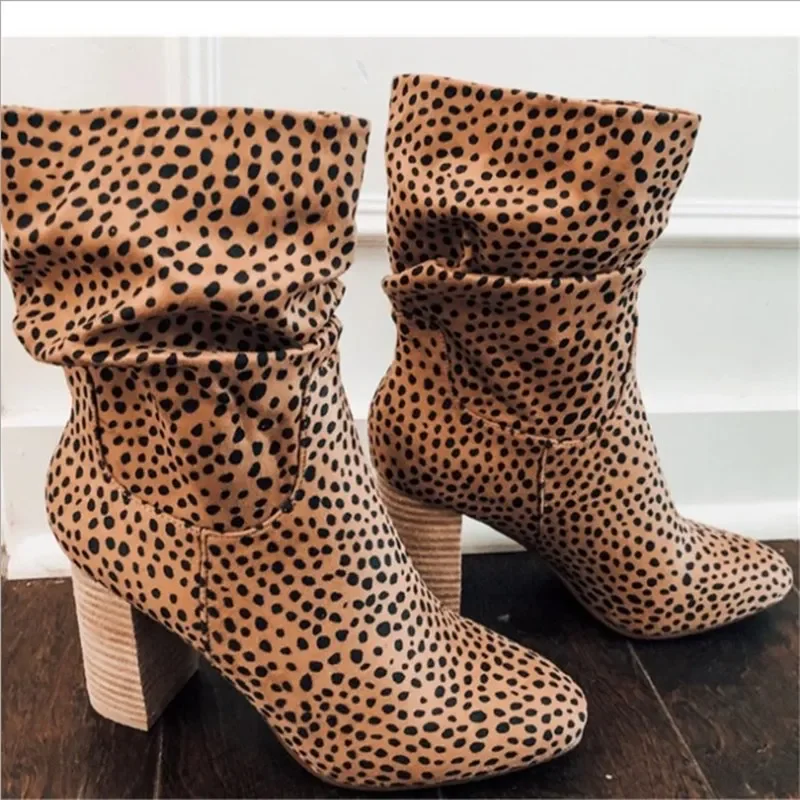 High Heel Ankle Boots Women Fashion Suede Boots Thick Heel Ladies Shoes Slip on Short Boots for Woman Shoes Drop Ship Plus Size