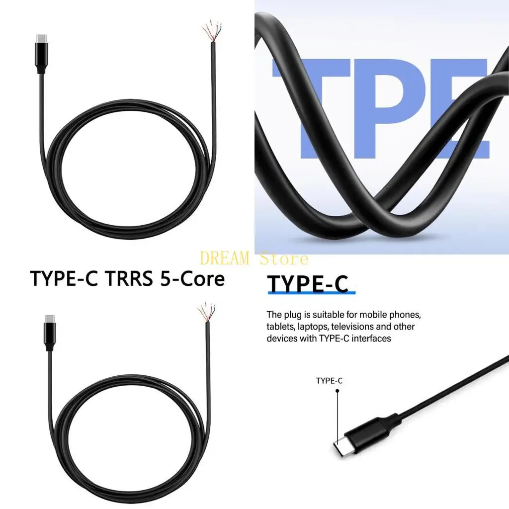 100-300cm Long Type C Male Plug to Bare Wire Open End Cord Wire for Headset and Earphone Cable Replacement best sale