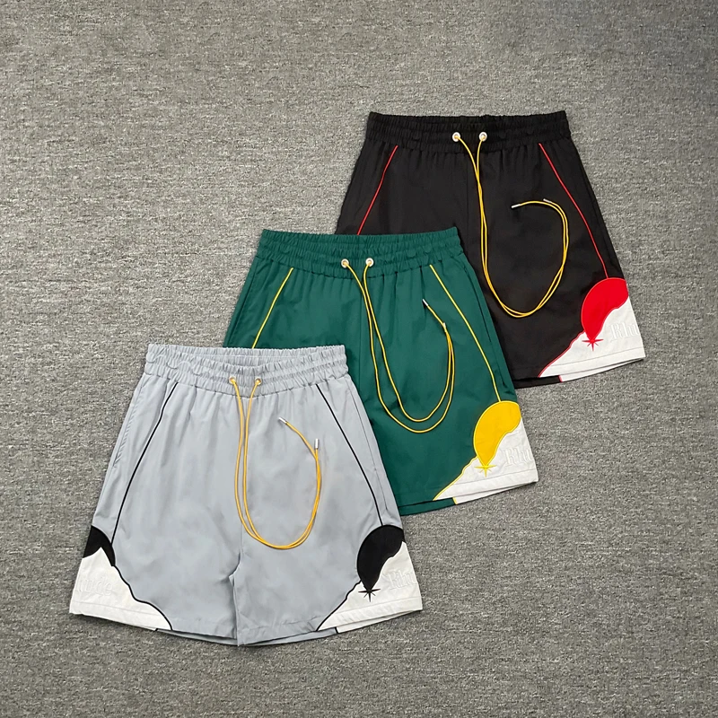 

American High Street Rhude Sports Shorts Multi-color Patchwork Loose Breathable Casual Shorts