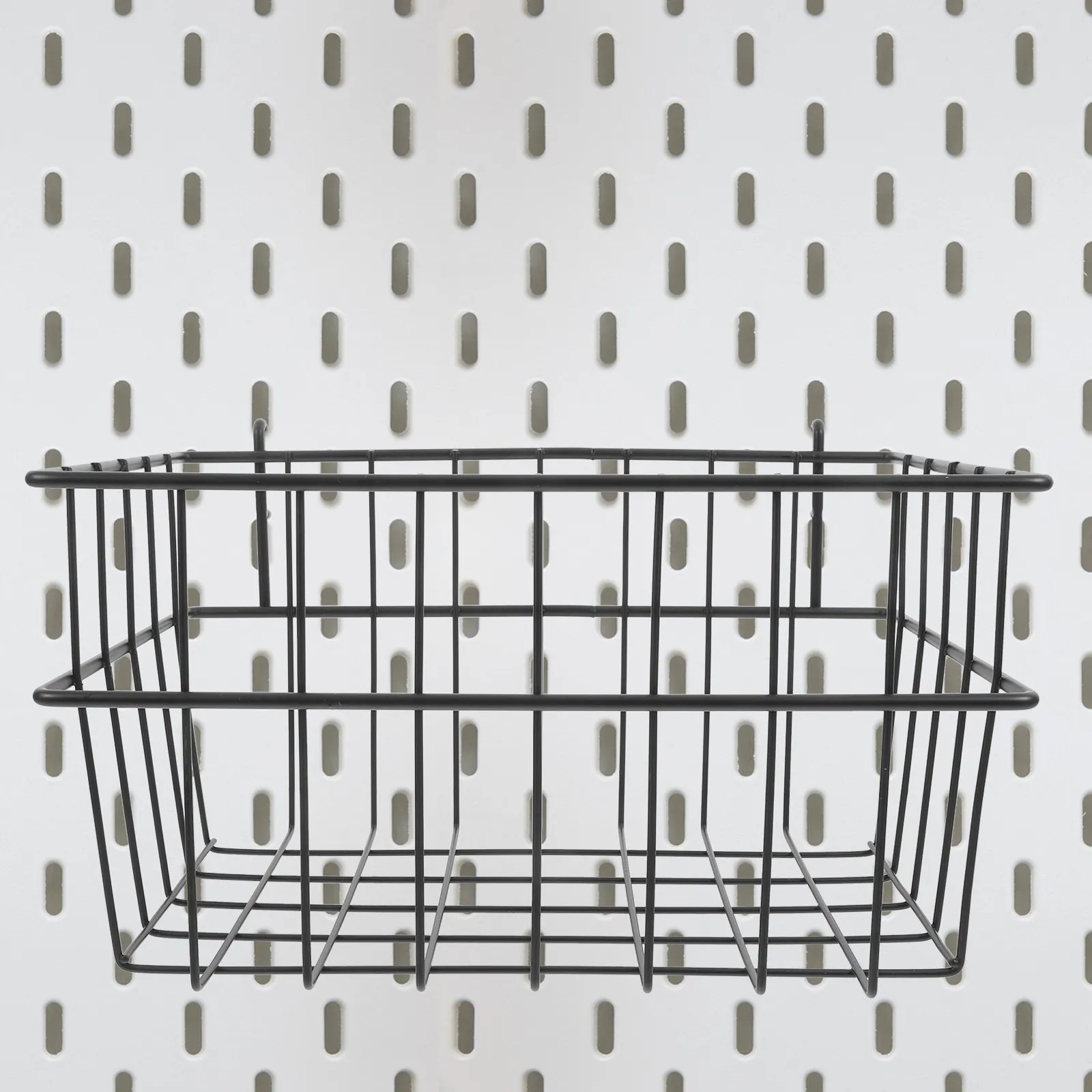 Black Heavy Duty Pegboard Storage Rack No Drilling Iron Wire Baskets Garage Workshop Wall Organizer Tools Hanging Basket