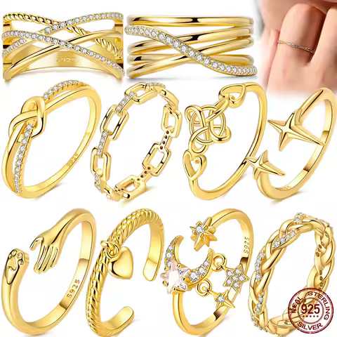 925 Silver Infinite Love Star Moon Ring Original Design Zircon Finger Rings For Women High Quality Wedding Jewelry Gift