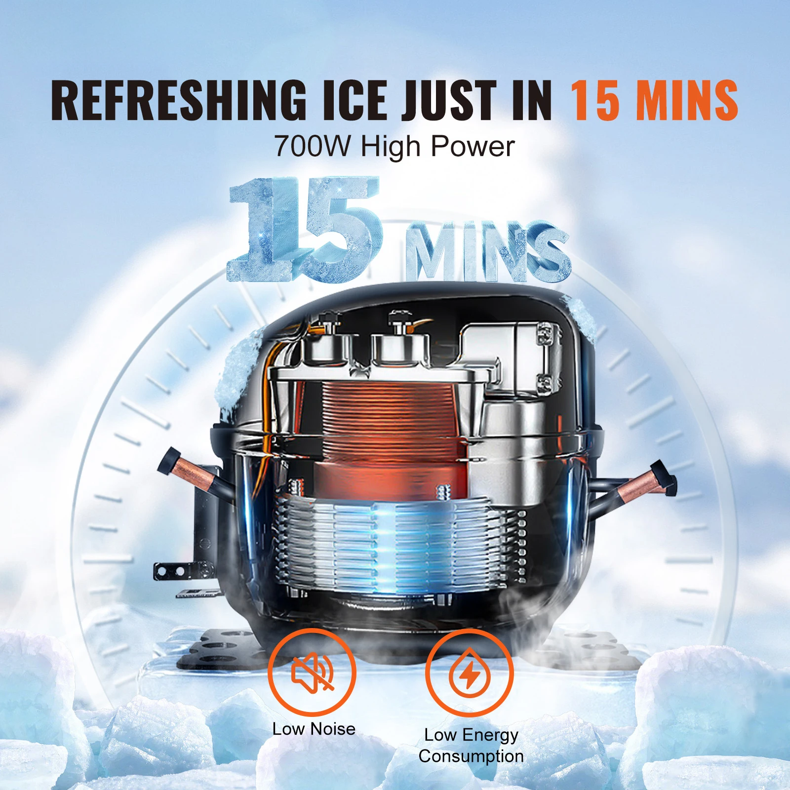 VEVOR Commercial Ice Maker Ice Making Machine Auto Self-Cleaning Ice Maker Machine for Bar Cafe Restaurant Business