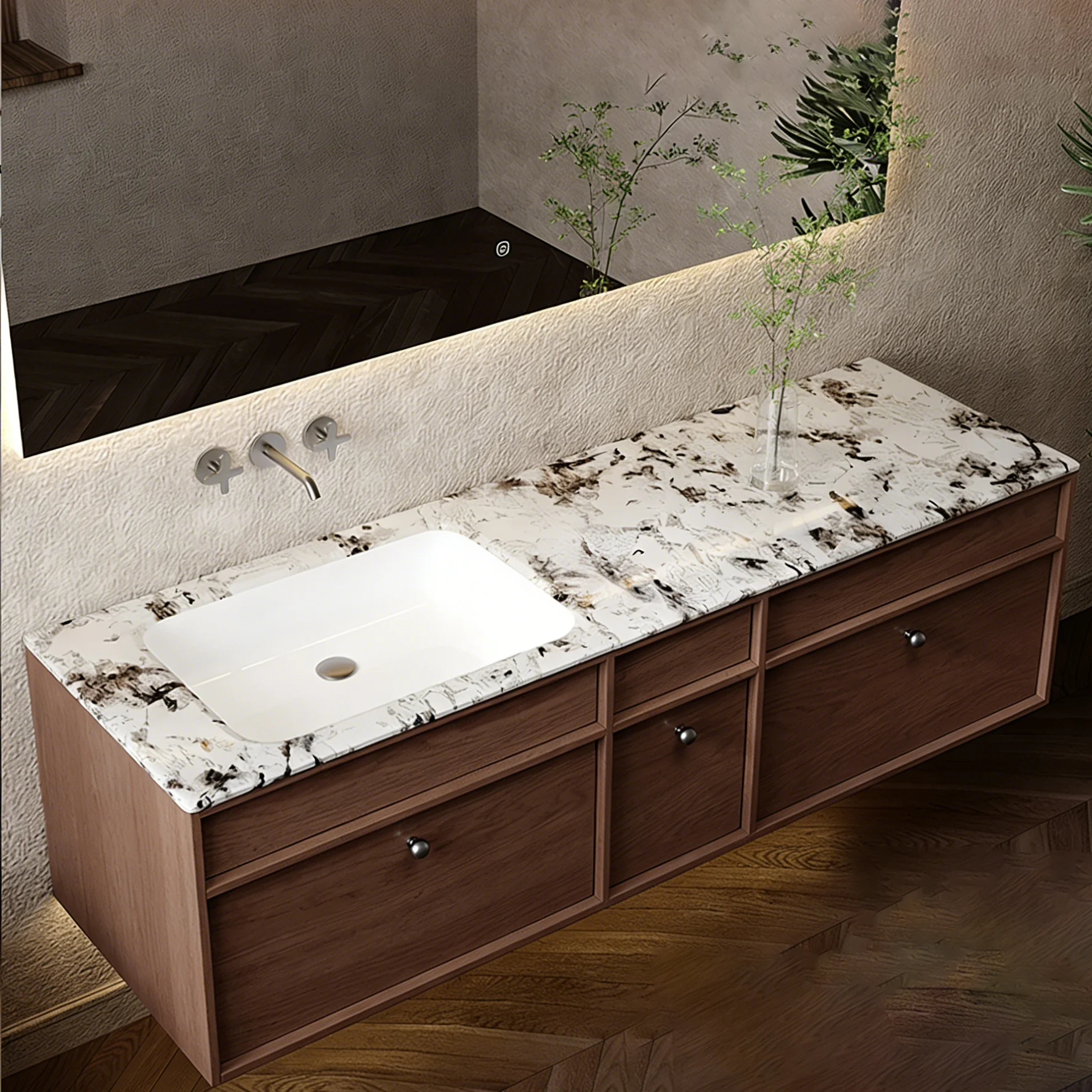 /High Quality Furniture Waterproof Floating Wash Cabinet Bathroom Vanity for Bathroom with Sink and Mirrors