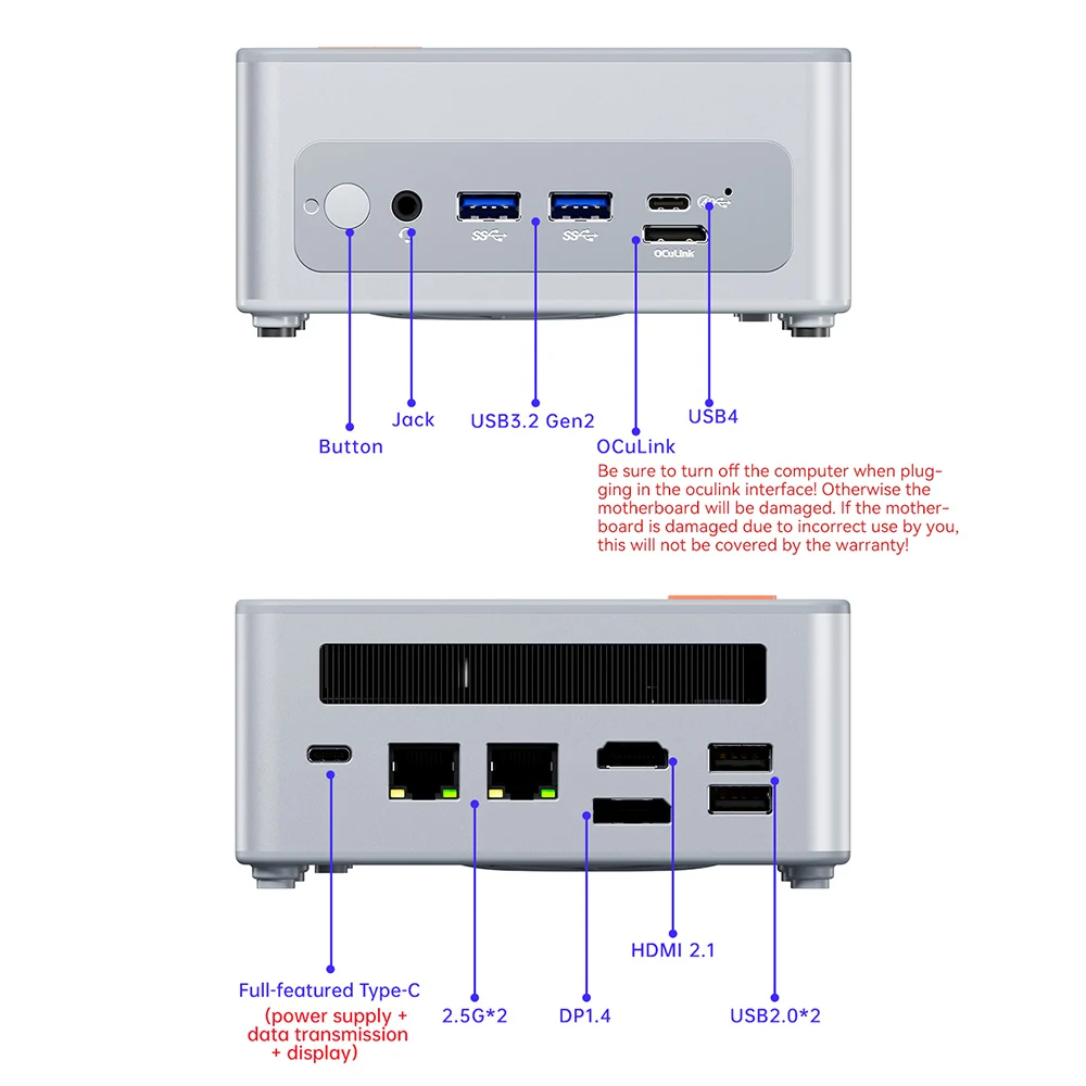 AOOSTAR GEM12 R9 Mini PC AMD Ryzen 9 6900HX 8 Core Up to 4.9GHz, 32GB DDR5 RAM 1TB PCle 4.0 SSD 4K 120Hz Four Screen Display