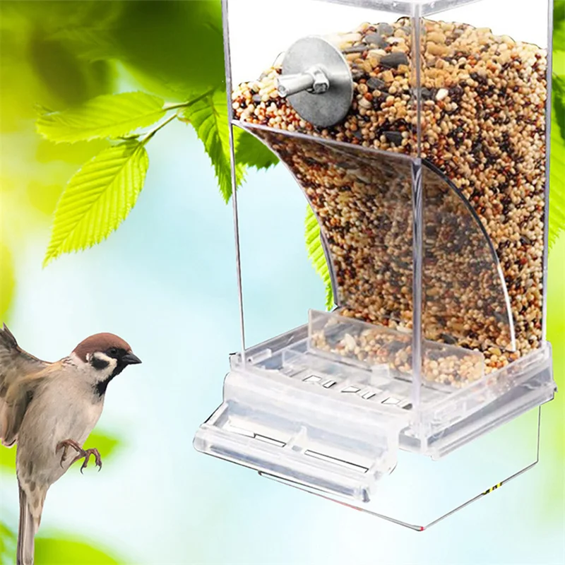 Automatic Neat Bird Feeder White Transparent Parrot Feeder Anti-splash Food Large Capacity Feeder Birdcage Accessories