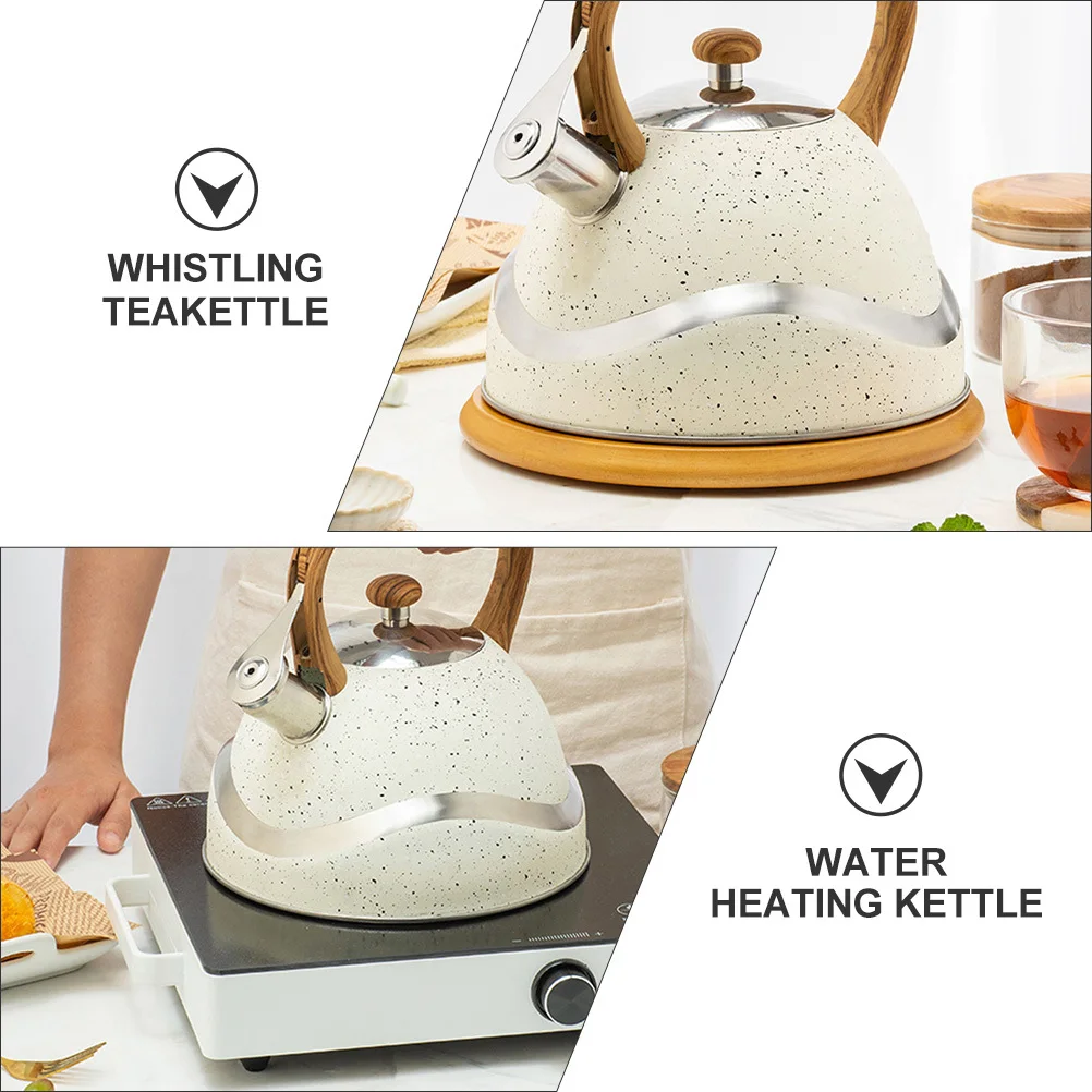 

Чайник из нержавеющей стали с тростью-свистком, 3 л, с деревянной ручкой, большой носик, быстрое кипячение, термостойкий, для дома и кухни