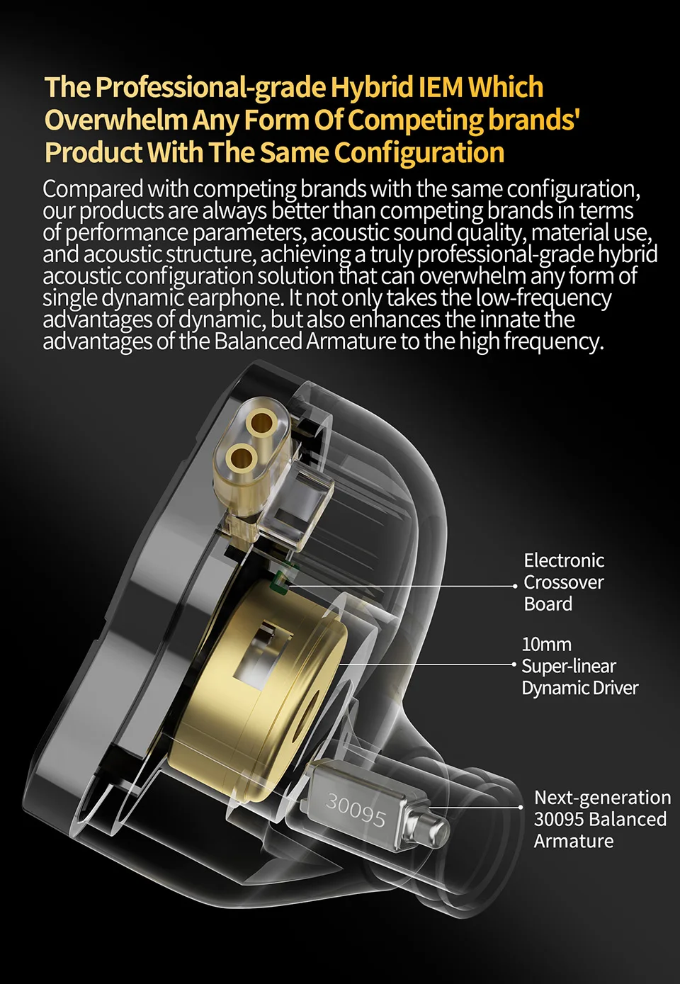 KZ ZSN Pro 2 1BA+1DD Hybrid-Kopfhörer, In-Ear-Kopfhörer, HIFI-Bass-Ohrhörer, Metall-Monitor-Kopfhörer, Sport-Headset, KZ ZSNPro 2, ZSNPRO2 – Detail 2
