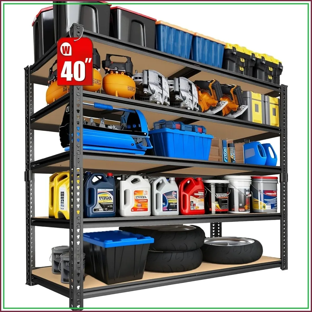 Garage Storage Shelves Heavy Duty Shelving 20" D x 40" W x 72" H Steel Unit