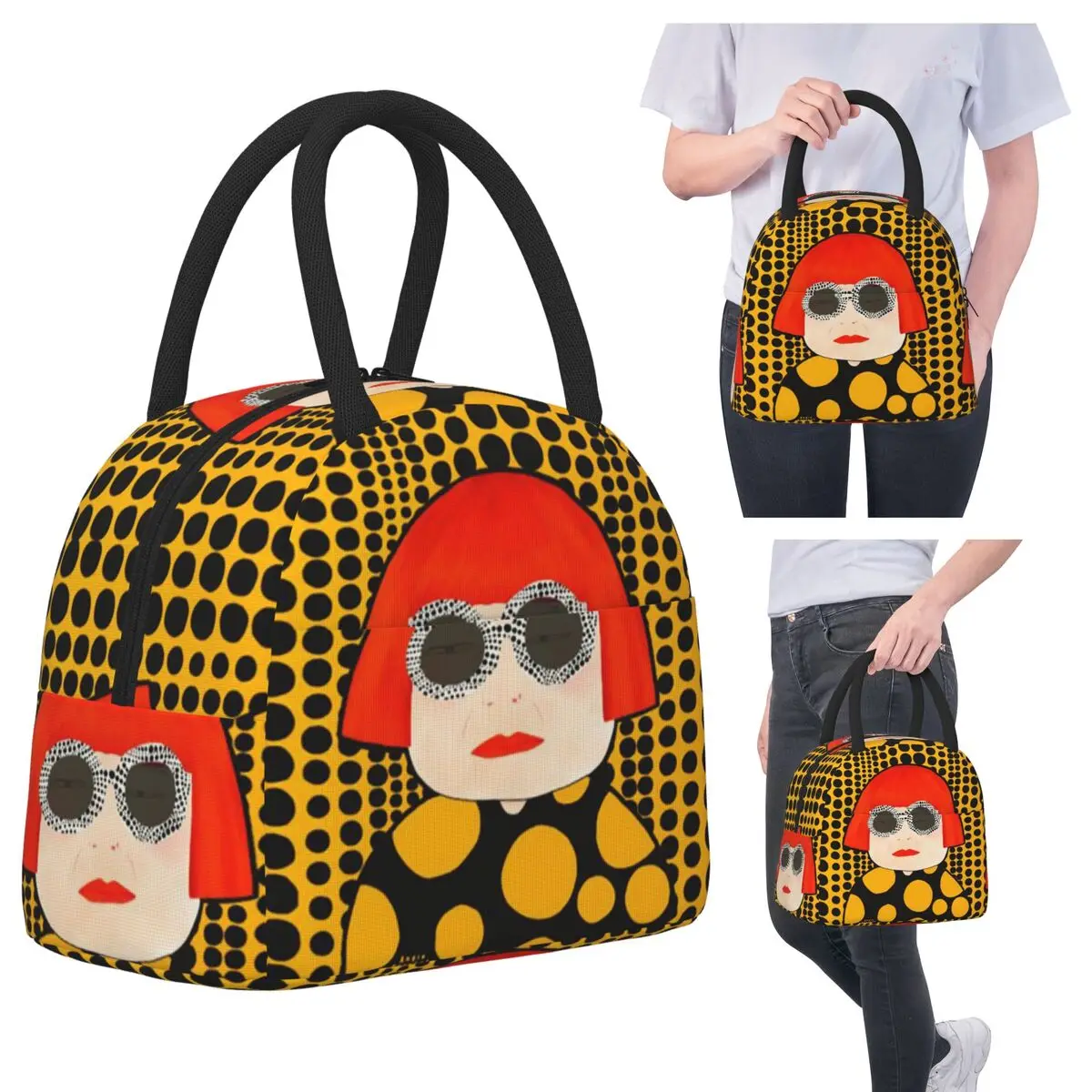 

Yayoi Kusama, сумки для обеда с абстрактной живописью, изолированная коробка для бенто, сумка для обеда, сумки для пикника, сумка-холодильник для женщин, детей, школы