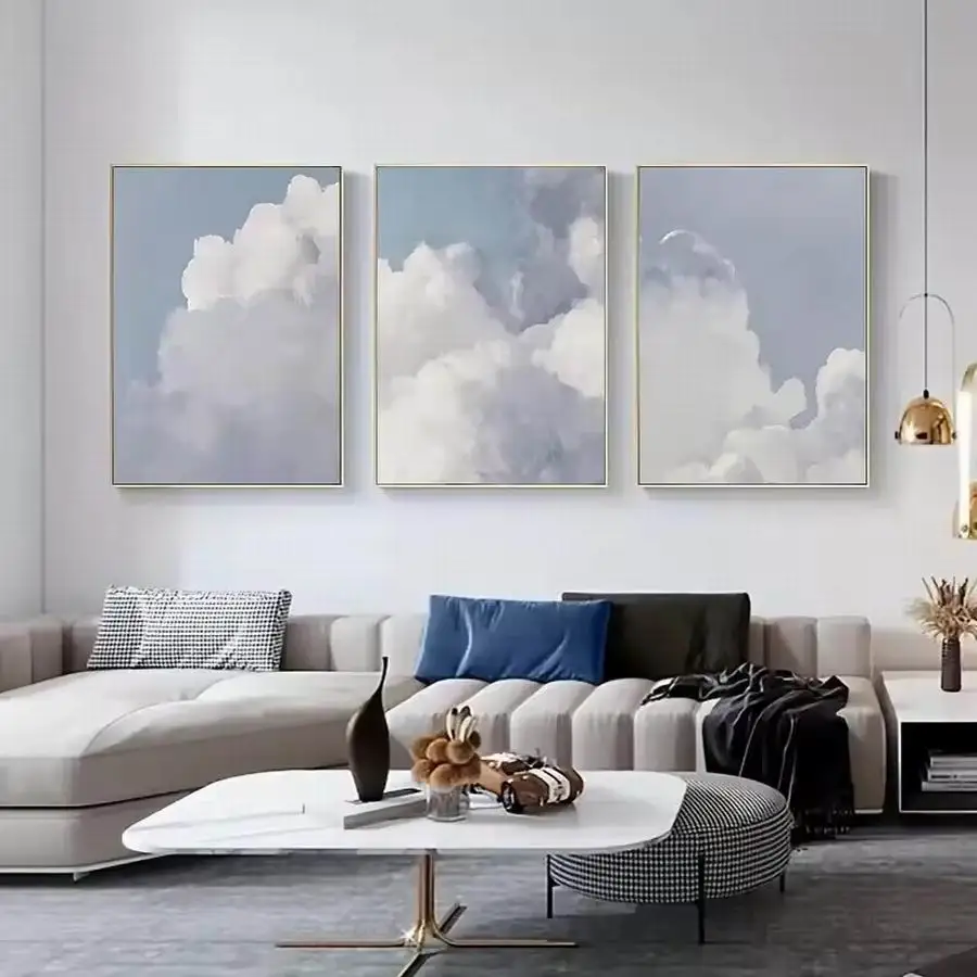 Голубое небо и белые облака Diy алмазная живопись триптих пейзаж полная квадратная круглая дрель мозаика вышивка картина 3 шт./компл.