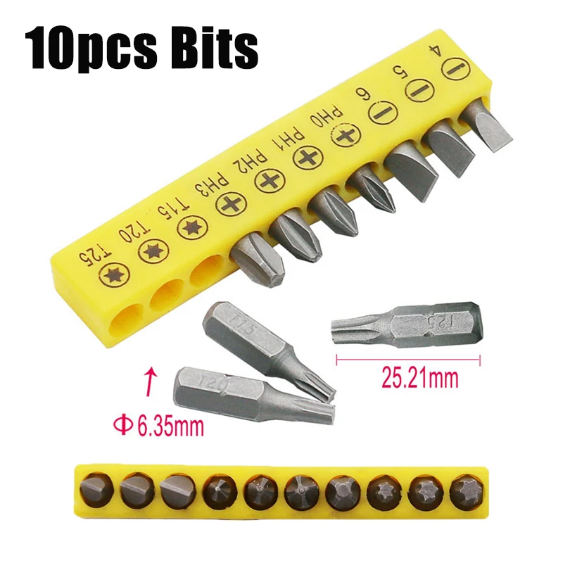 10-teiliges Zubehör für Sechs kant bohrer mit magnetischem Schrauben dreher