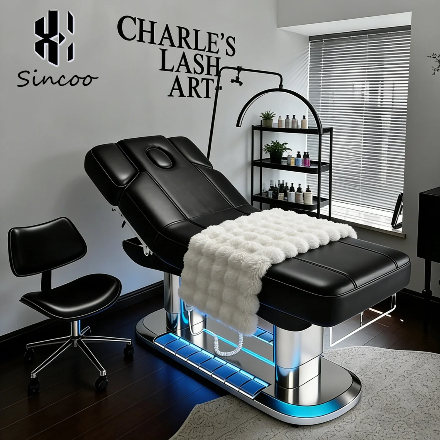 

Manufacturer Luxury Spa Heated Treatment Massage Bed 4 Motors Vibrating Electric Beauty Salon Facial Eyelash Beauty Bed