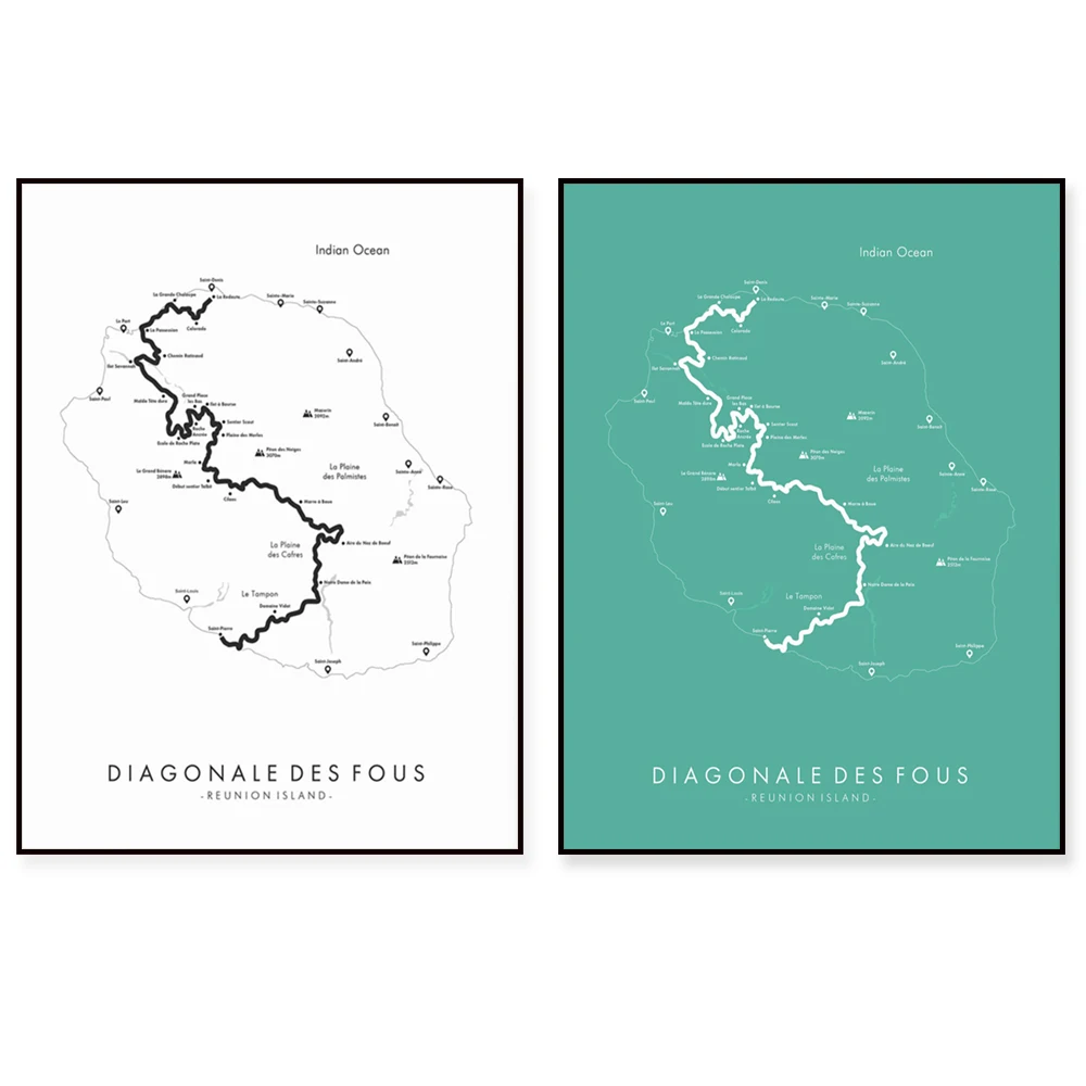 Diagonale Des Fous Map | Diagonale Des Fous Poster | Ultramarathon Poster, Track Map Art, Relive Your Adventures