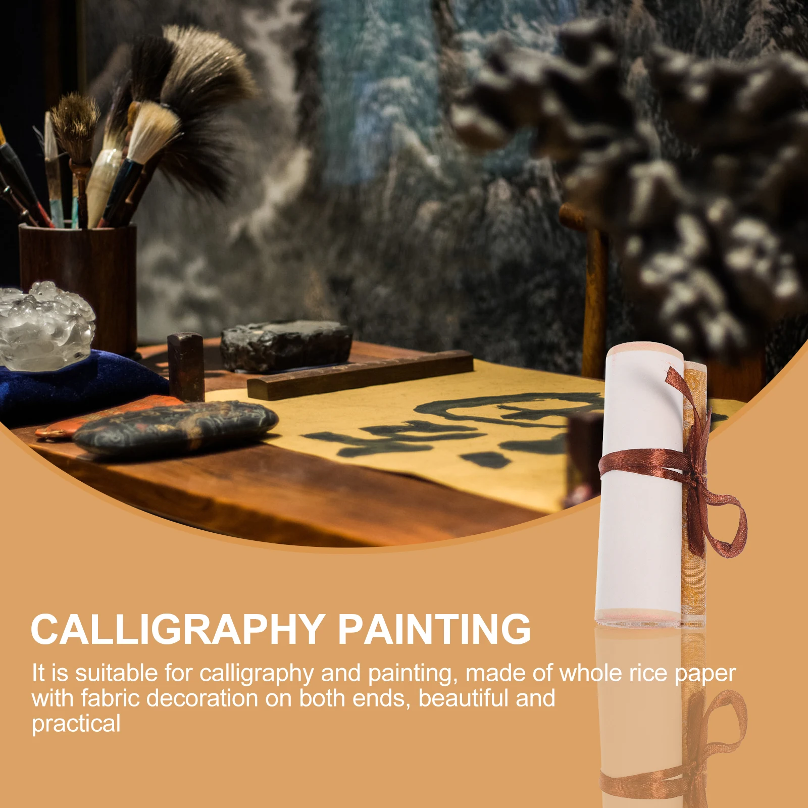 

Blank Small Scroll Drawing Paper Picture Chinese Calligraphy and Painting Rice Office Wall