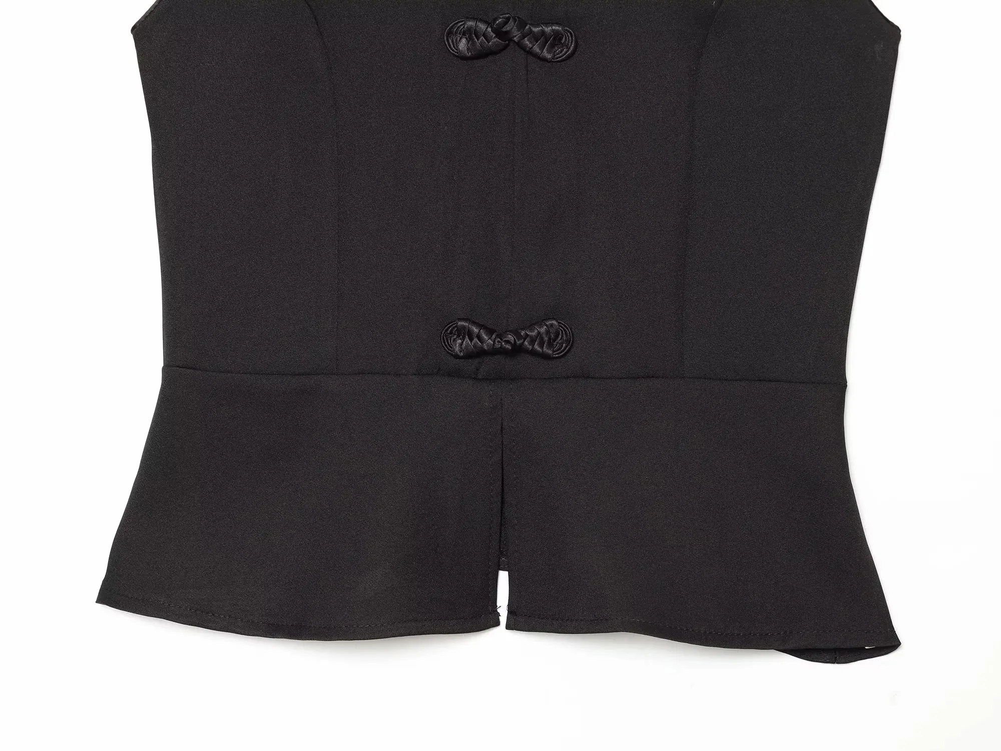 Damen-Top mit Seil-Knoten-Schnalle, Sommer-Outfit für Damen, neues ärmelloses Oberteil mit hohem Kragen, lässige Mode, schmal geschnittenes Damen-Top im chinesischen Stil – Detail 4