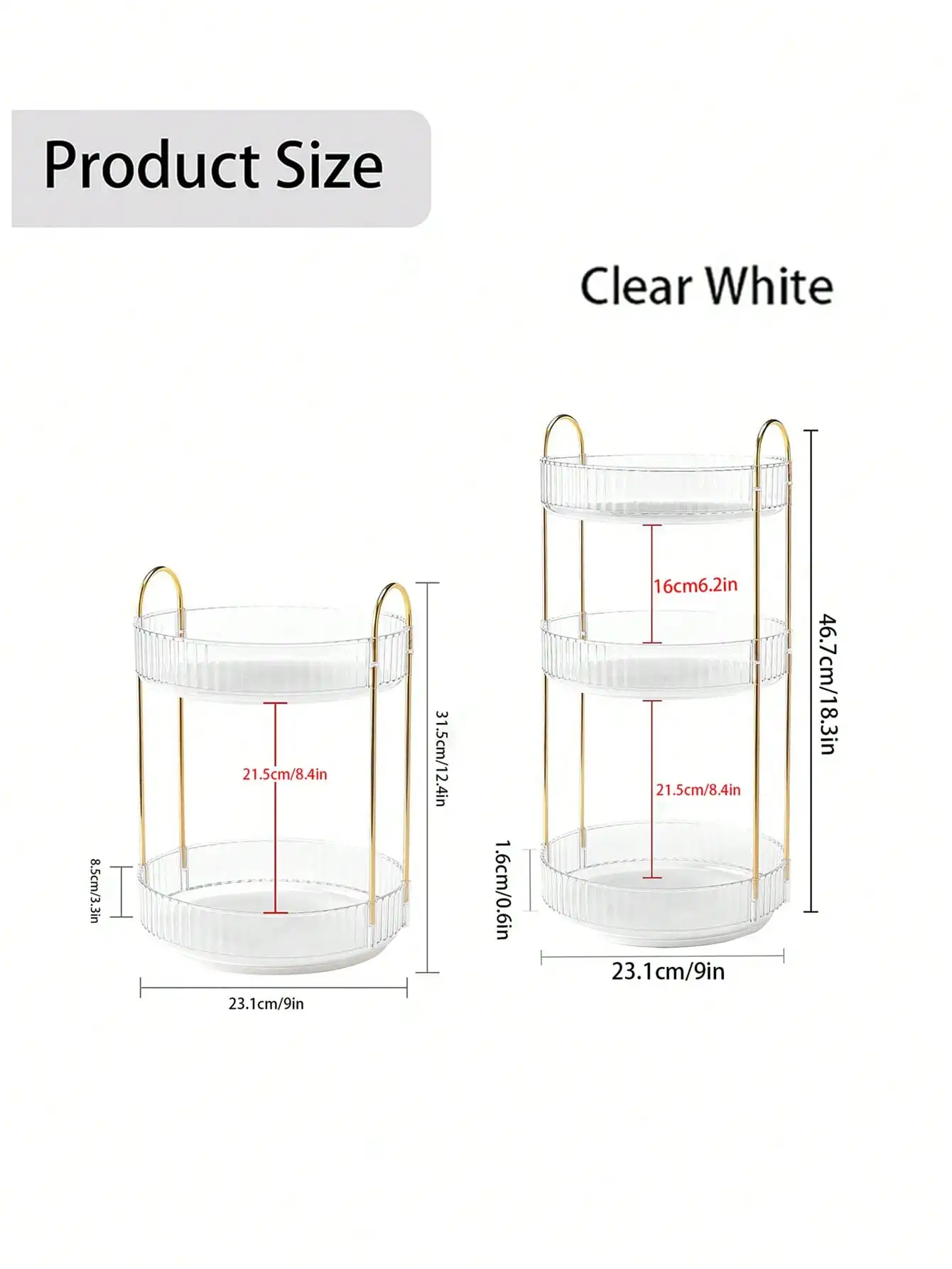 1pc 2/3/Layer 360-Degree Rotating Makeup Organizer For Bathroom, Adjustable Spinning Cosmetic Storage And Makeup Holder Display