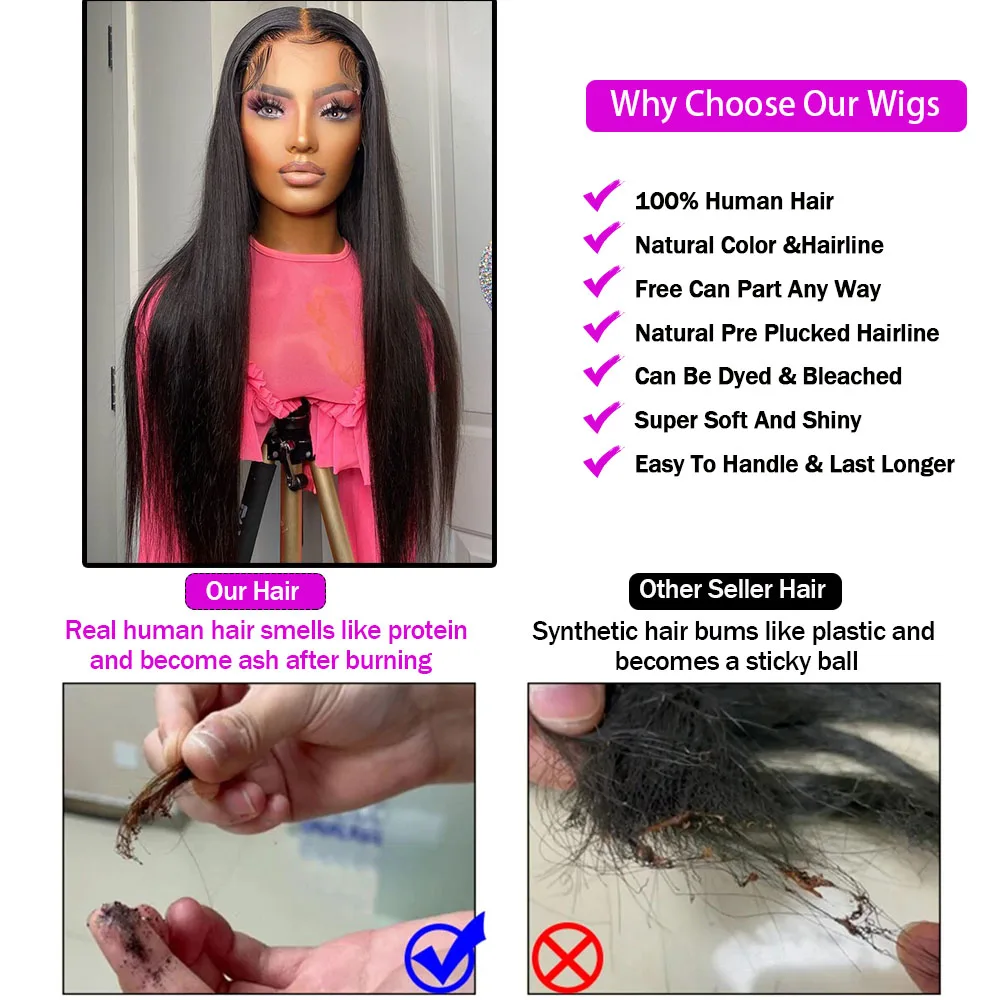 Brazilian Bone Straight Lace Front Wigs Human Hair Hd Lace 13X6 Glueless Closure Wig Human Hair Ready To Wear Lace Frontal Wig