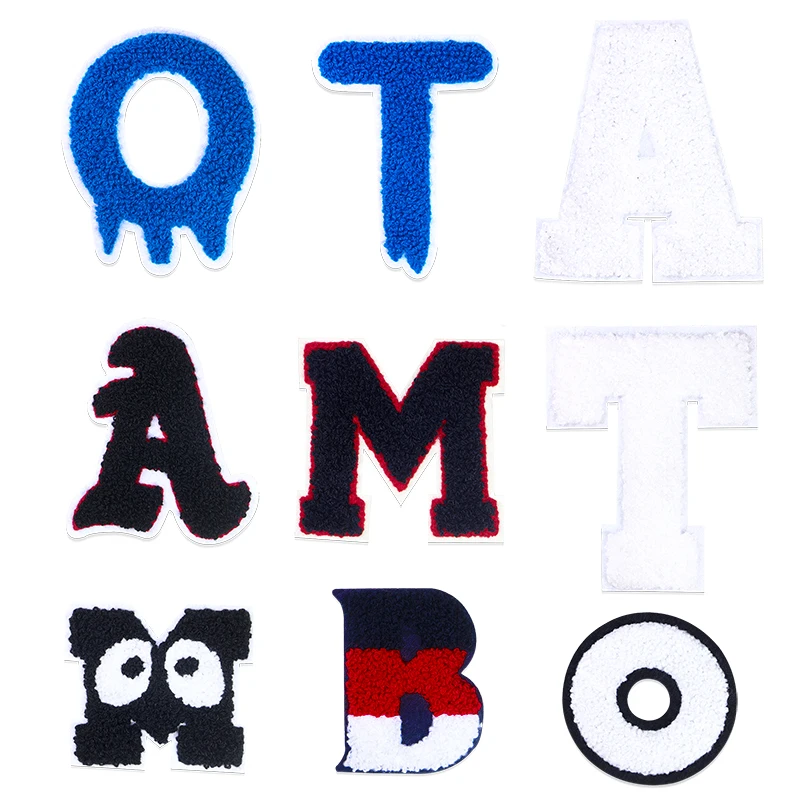 

Letter A B M O T Eyes Patch English Icon Towel Embroidered Applique Patch For Clothing DIY Sew-on Patches on the stickers