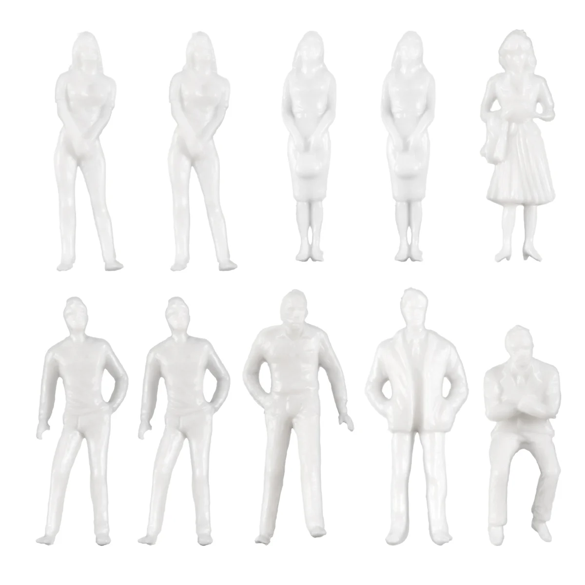 1:50 White Figures Architectural Model Human Scale HO Model Plastic Peoples,10 Pieces