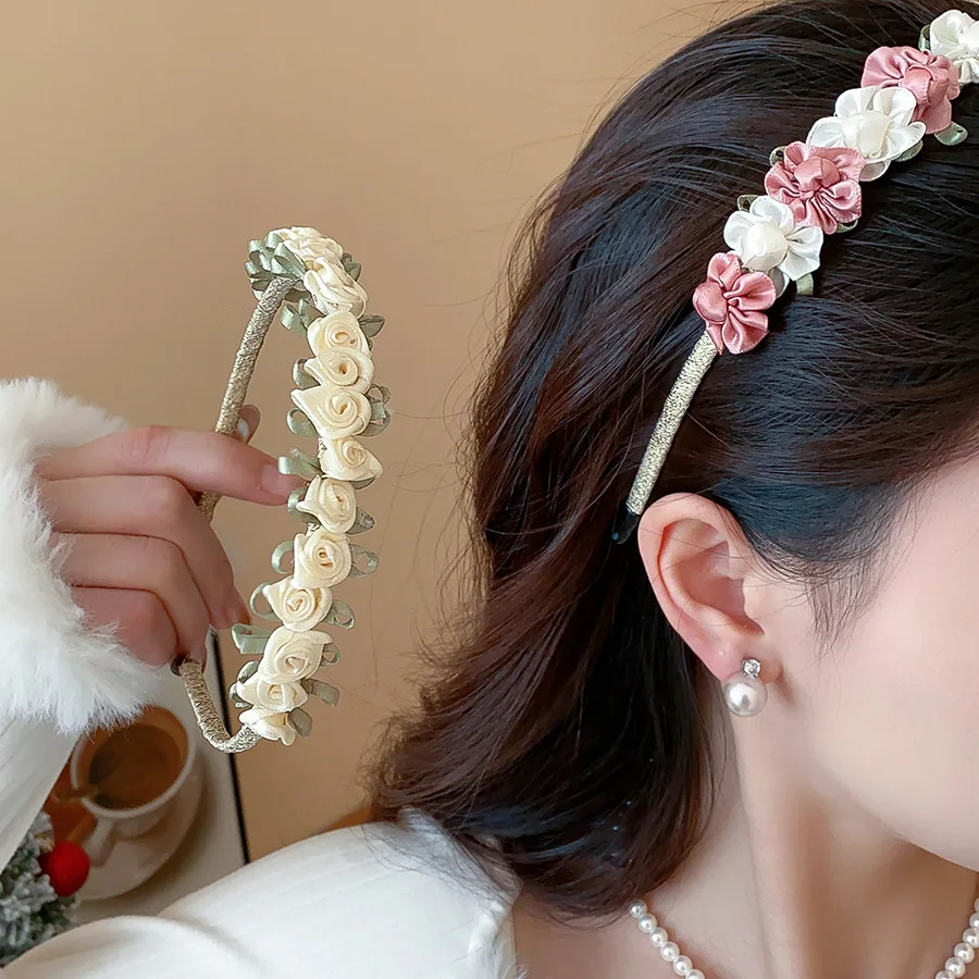 Fairy Garland Simulation Flower Hairbands Women Sweet Adjustable Floral Hair Hoops Vacation Hair Ornaments Headdress Z