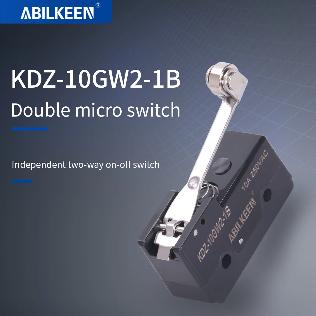 ABILKEEN High Quality Long Lever Arm with Roller Travel Micro Switch Dual Circuit Industrial Limit Micro Switch KDZ-10GW2-1B