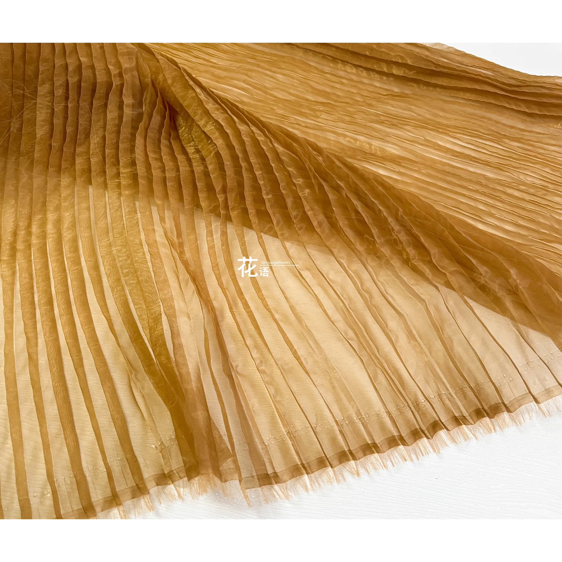 Shimmer Organza Designer Fabric Semi Sheer Accordion Pleats for Bridal Dresses, Handmade Garments and DIY Accessories