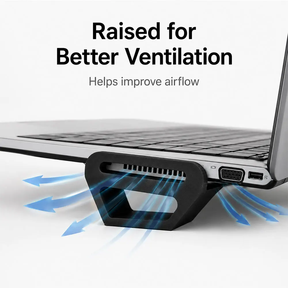 Rafford Laptop-Seitenständer, tragbarer ergonomischer Notebook-Ständer, rutschfest für den Schreibtisch, Kühlluftzirkulation für MacBook und Laptops – Detail 4