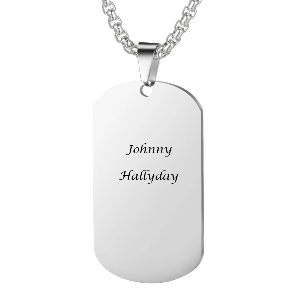 Stainless Steel Engraved French Rocker Johnny Hallyday Photo Necklace Pendant for Men Fashion Jewelry