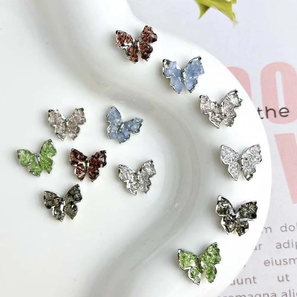 3Pcs/set Crystal Gravel Butterfly Butterfly Nail Decorations Manicure Ornaments 3D Nail Art Drills Butterfly Nail Accessories