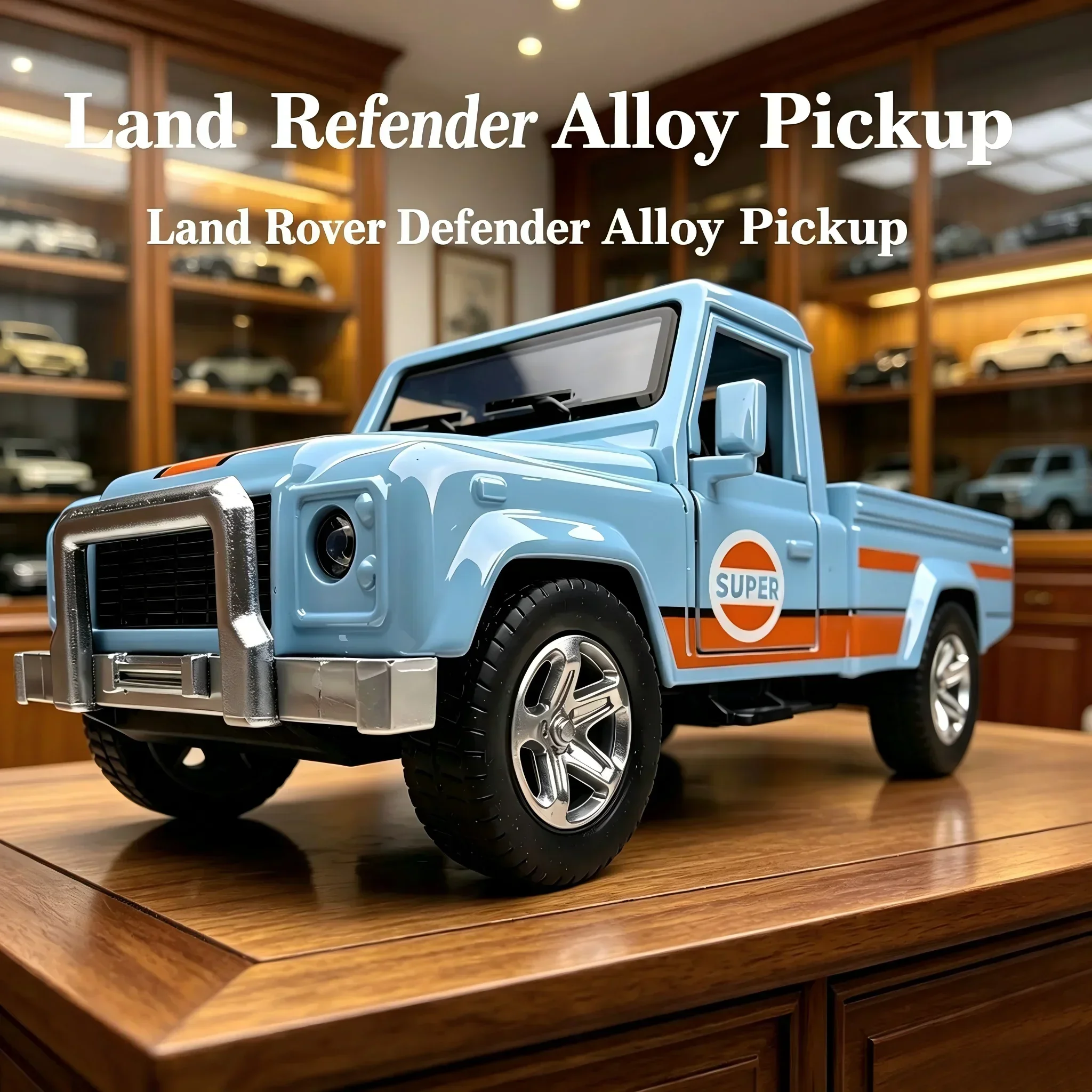 Scale Alloy Retro Pickup Truck Diecast Pull-Back Function Openable Doors Metal Collectible Vehicle High-end Gift Home Desktop