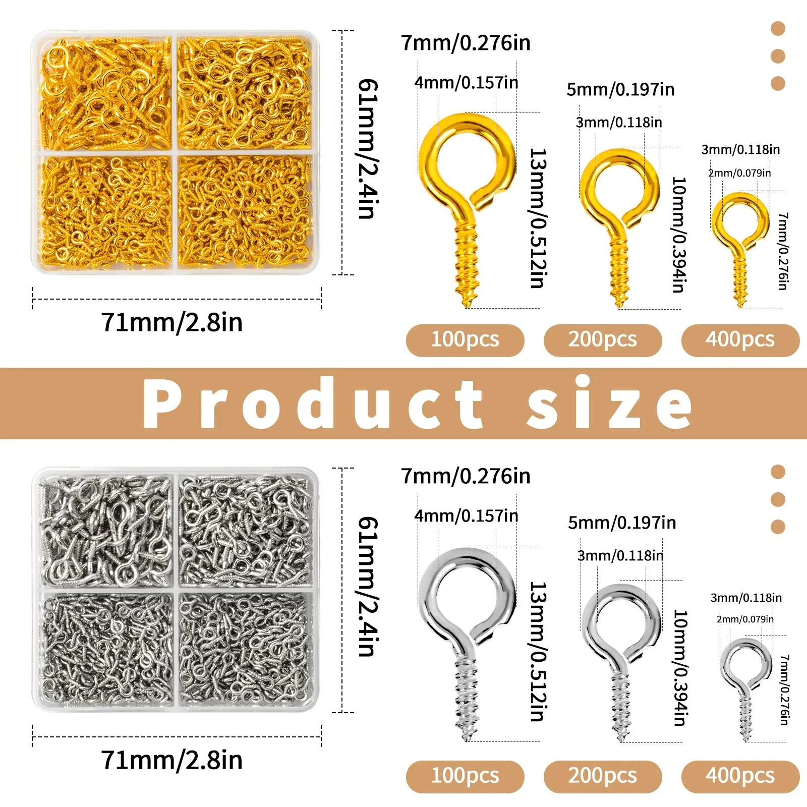  700 قطعة دبابيس عين لولبية ذاتية التنصت لصنع المجوهرات، مشغولات يدوية، سحر زجاجة الفلين #5