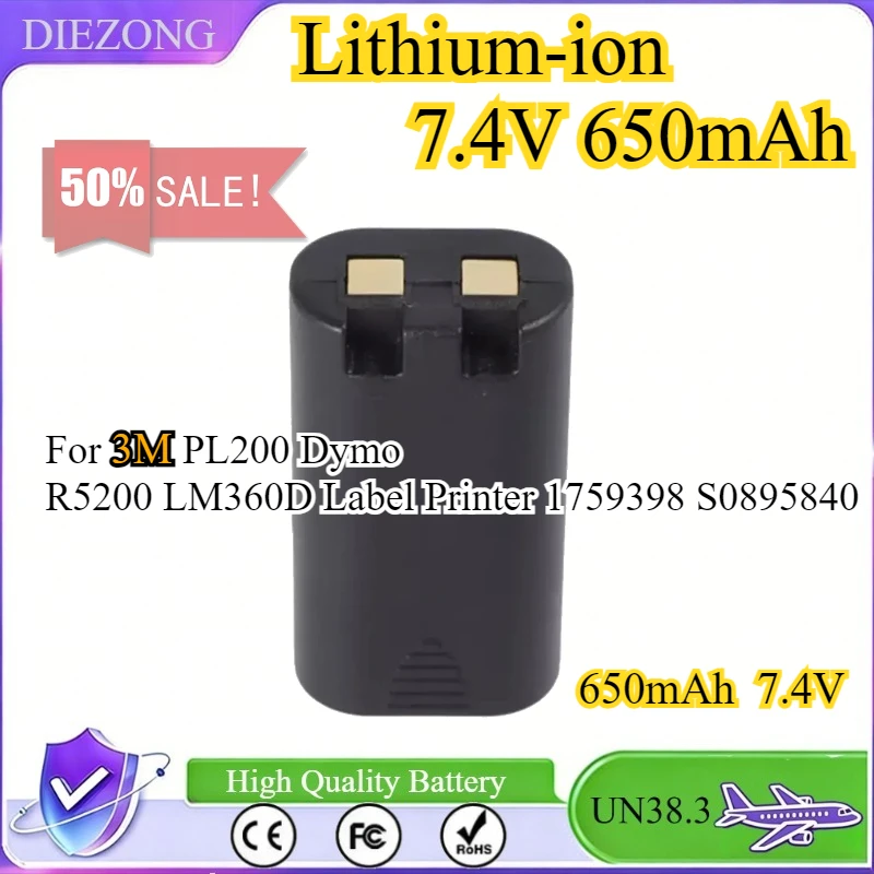 New 650mAh  7.4V Battery For 3M PL200 Dymo R5200 LM360D Label Printer 1759398 S0895840