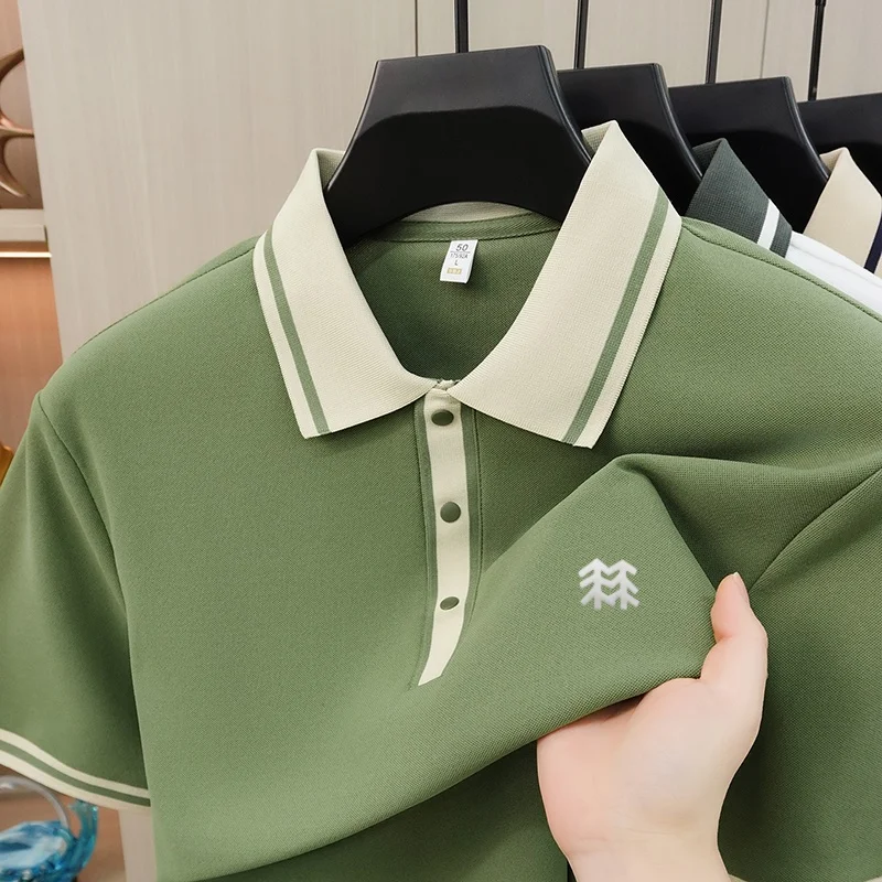 New High-End Men's Brand Short Sleeved Polo Shirt, Summer Collar Printed T-Shirt, High-Quality Sports And Casual Men's Clothing