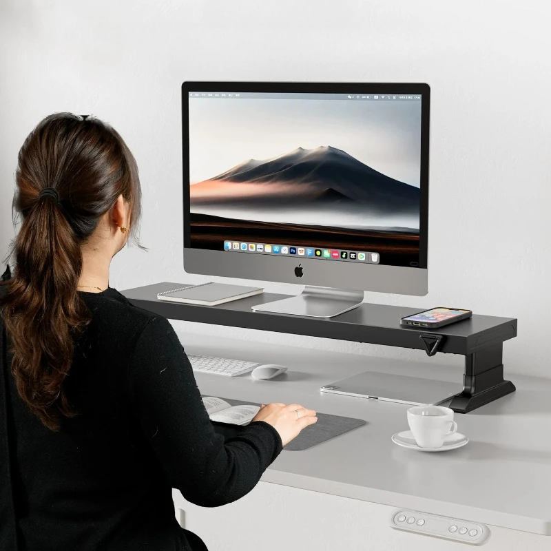 Lift Monitor Holder USB Extension Wireless Charging Monitors Storage Riser Stand Office Desktop Monitor Bracket Monitors Base