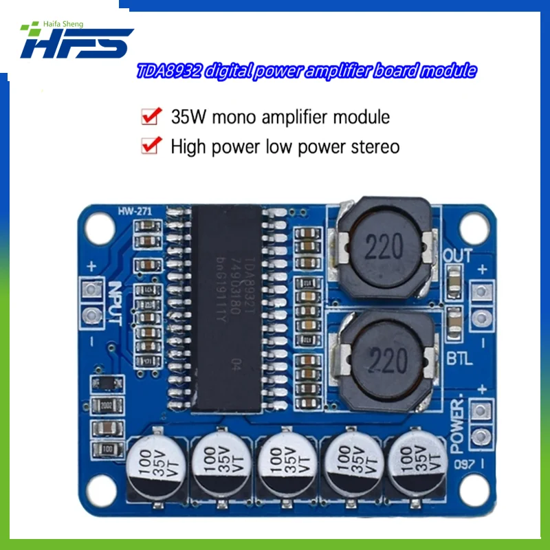 

Digital power amplifier board module 35w mono amplifier module High-power TDA8932 low power consumption