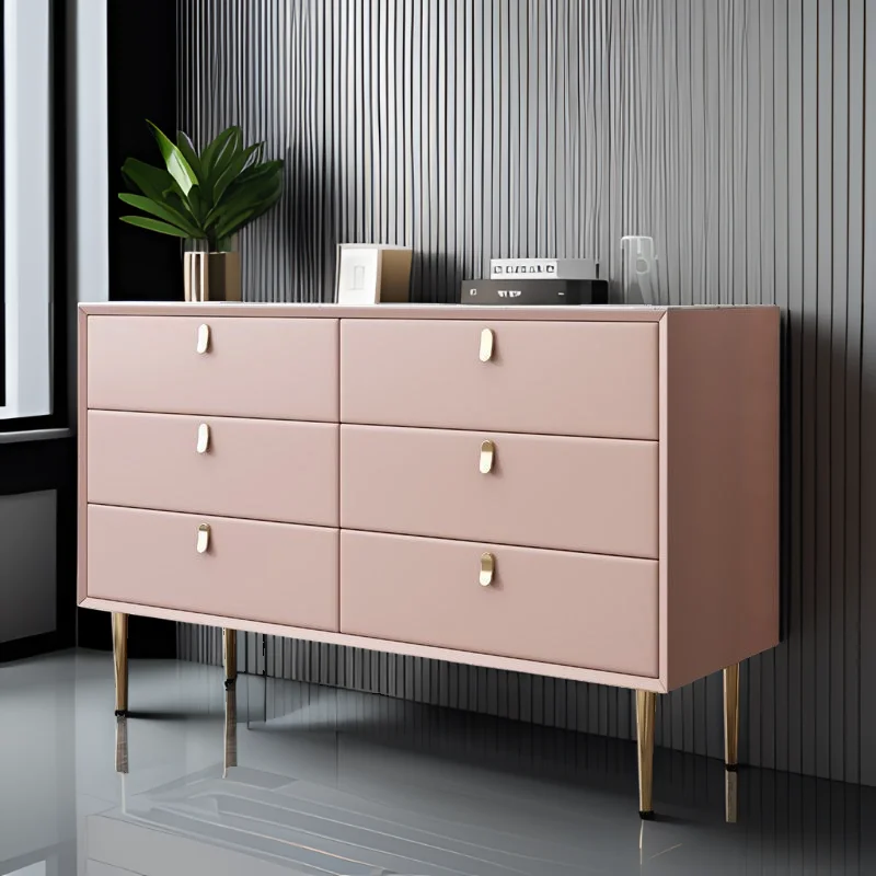 Modern light luxury cream chest microfiber leather antibacterial bedroom living room solid wood advanced free installation