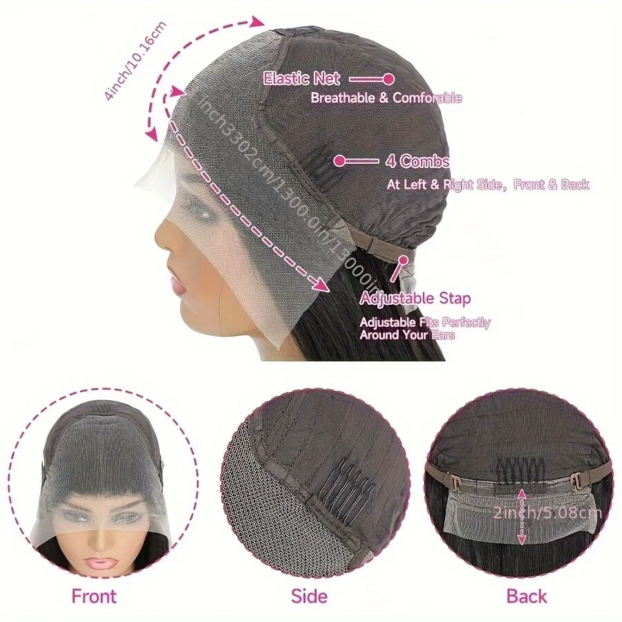 العظام مستقيم HD شفافة 250% الكثافة 13x4 ترقية الدانتيل الجبهة شعر الإنسان غلويليس شعر مستعار خاص مخصص أفقي البرازيلي #3