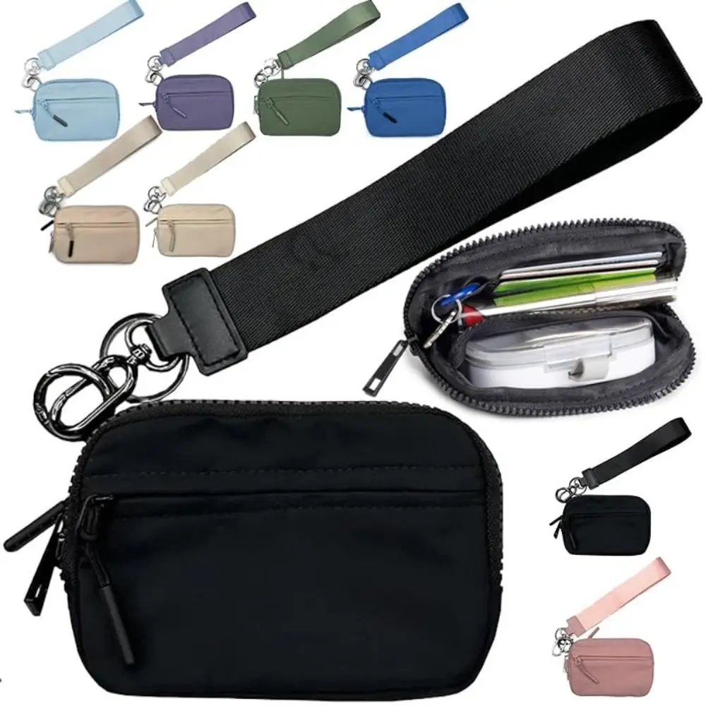 Creativity Multi-function Coin Purse with Wrist Zipper Small Wallet Nylon Small Wallet with ID Window ID Case Purse