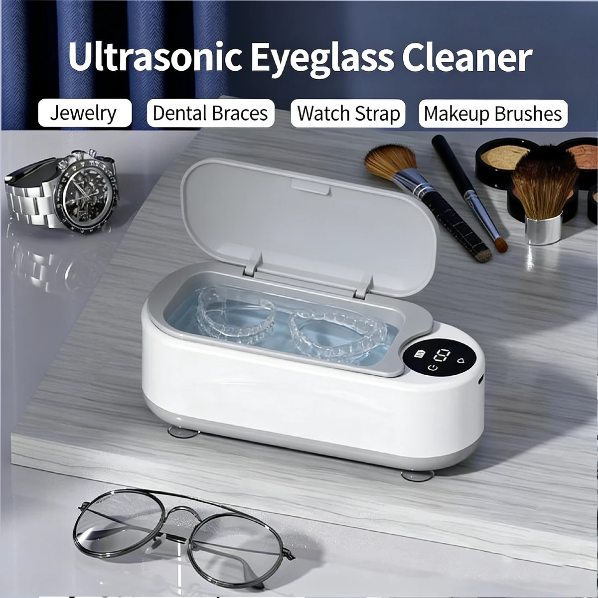 Portable Household Cleaning Machine, Ultrasonic glasses cleaning machine,450ml Clean Pod,Jewelry Cleaner Machine for RingGlasse view 2