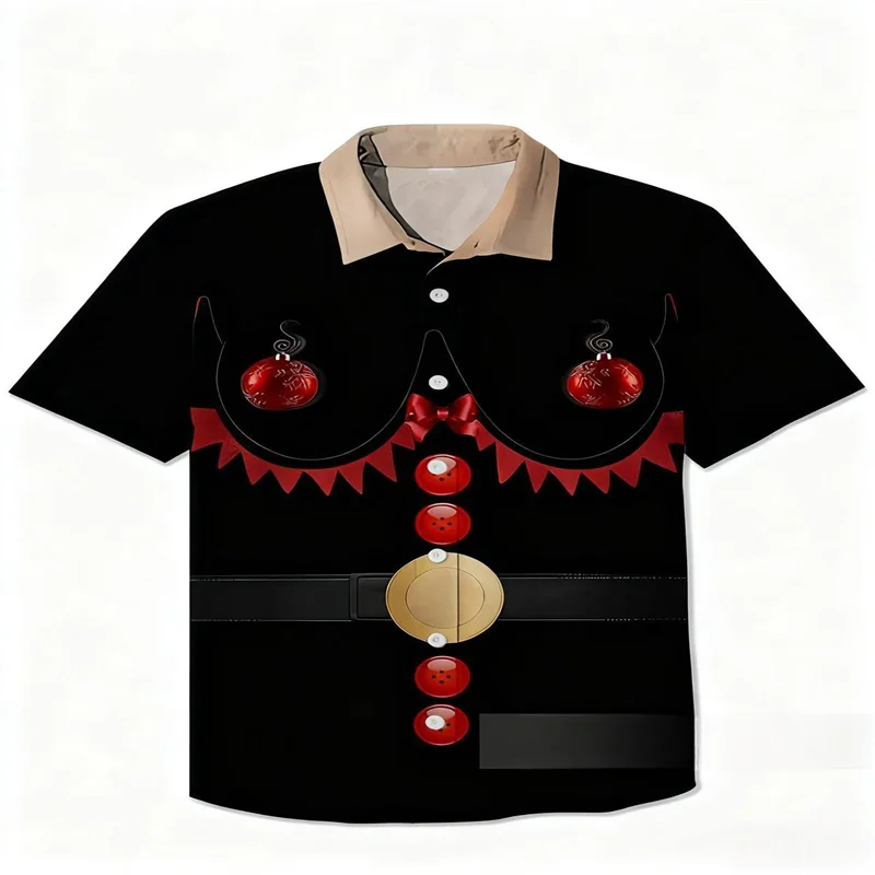 2025 Men's Ugly Christmas Funny Clothing Printed Short Sleeve Shirt Christmas Party Family