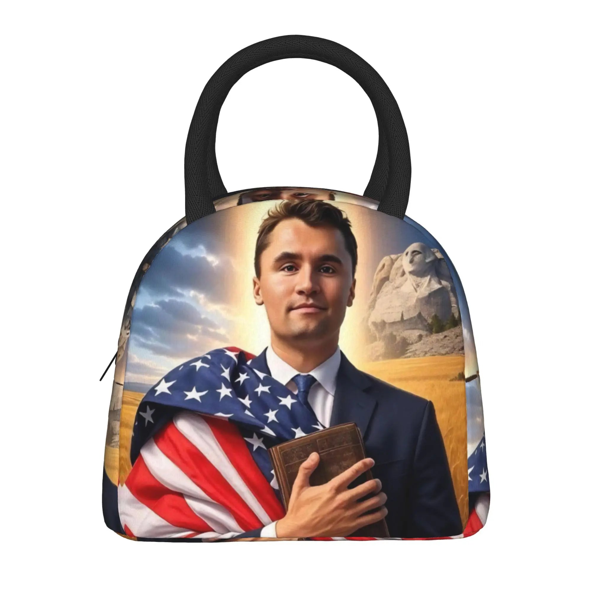 Sac fourre-tout isotherme pour déjeuner Charlie Kirk Angelic Advocate Accessories, boîte à nourriture, boîte à lunch thermique décontractée pour l'école